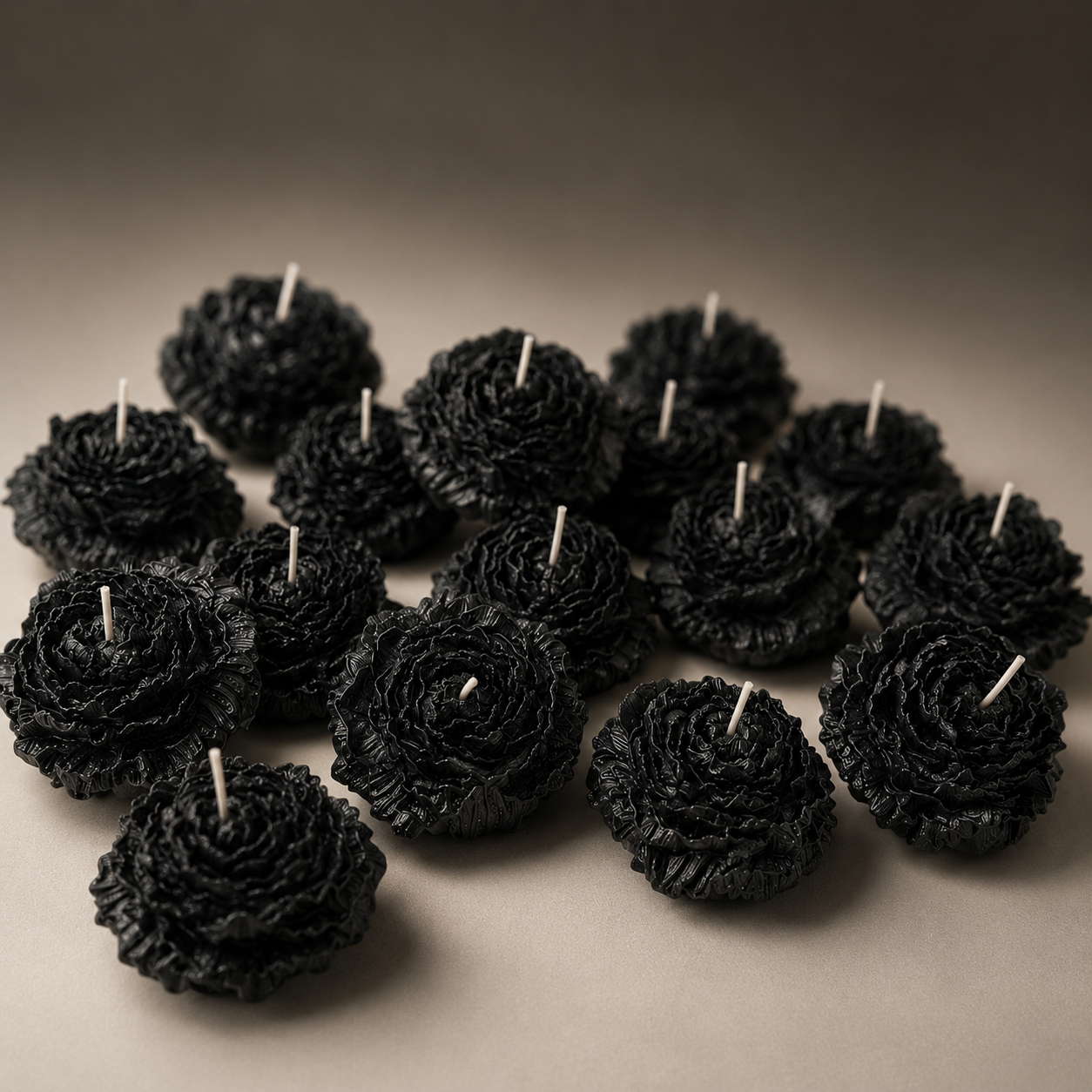 Black Molded Flower Candle