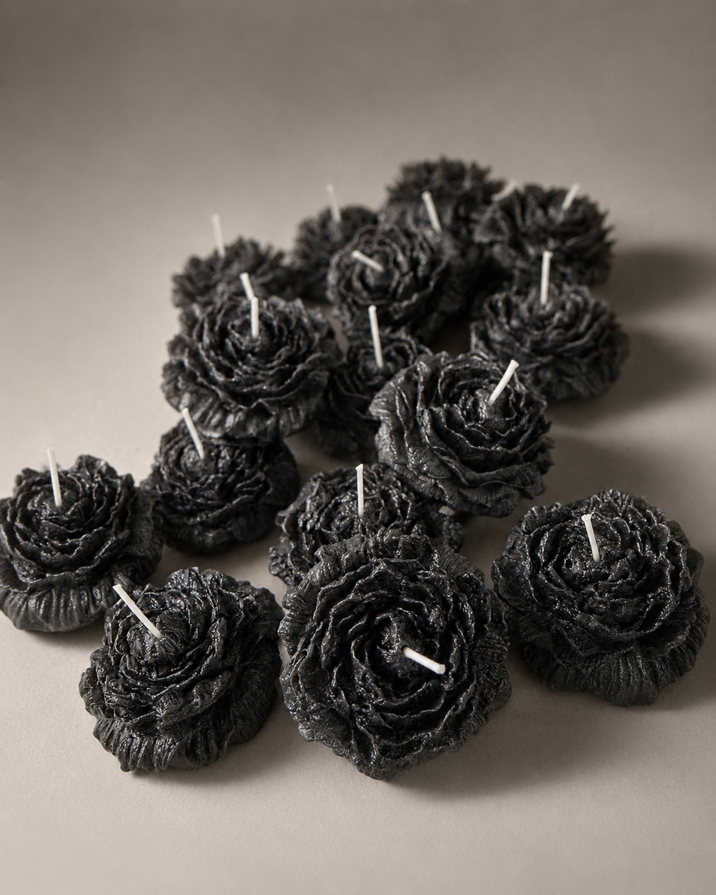 Black Molded Flower Candle
