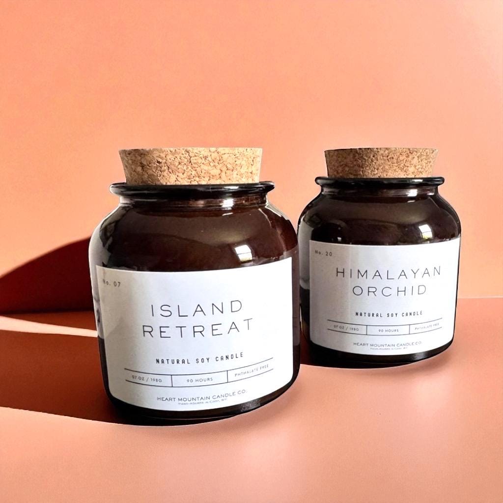 volcano candle scent dupe capri blue volcano inspired candle island retreat tropical citrus soy candle grapefruit lime lemon soy wax candle in amber glass apothecary jar hand poured candle with clean burn for bathroom spa decor volcano soy wax candle for gift giving tropical island candle gift citrus candle for kitchen bedroom home fragrance gift for women non-toxic handmade soy candle elegant decor candle for aromatherapy wellness