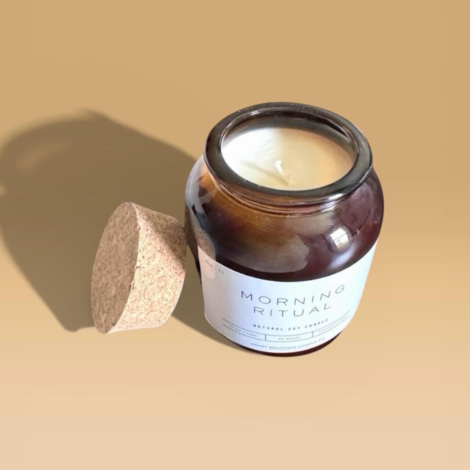 Amber jar soy candle with creamy vanilla caramel and roasted coffee top notes clean burning luxury candle for gift for her or him cozy home or office morning ritual decor comforting aromatic fragrance