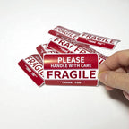 red and white fragile shipping labels handle with care adhesive stickers for mailing packages shipping boxes moving supplies storage organization packing labels 3x2 inch permanent adhesive high contrast warning labels easy to apply clean peel liner compatible with cardboard poly mailers bubble mailers small business