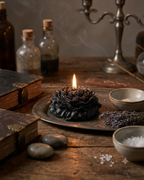 Black Molded Flower Candle