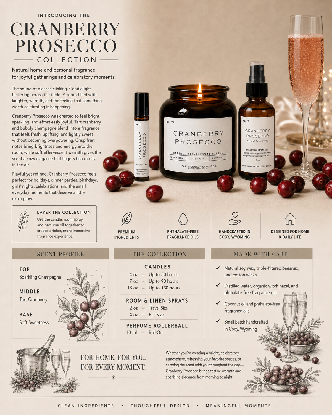 Cranberry Prosecco — Sparkling Cranberry & Champagne Candle Collection