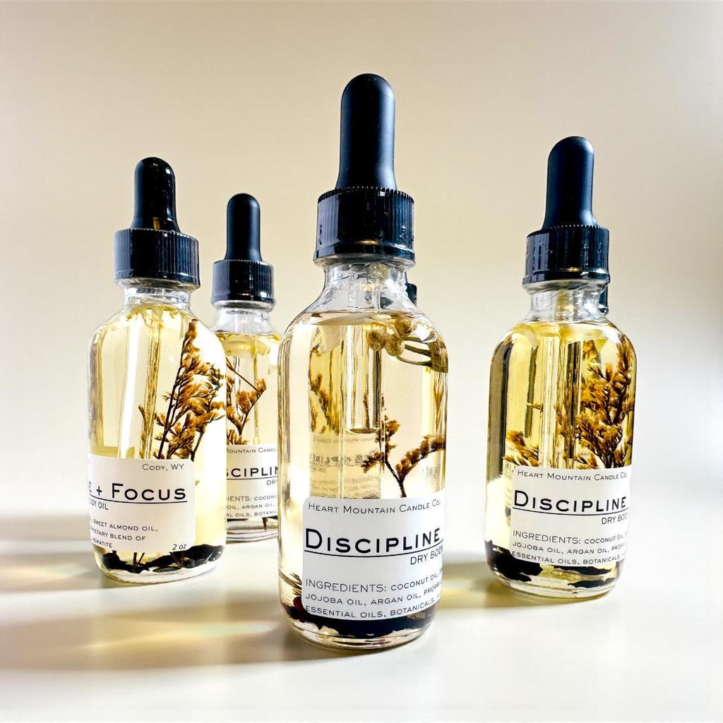 discipline and focus dry body oil valentines day gift self-care gift gift for husband gift for boyfriend gift for dad gift for brother gift for best friend luxury body oil lightweight body oil silky skin oil hydrating botanical oil rosemary skincare grounding body oil intentional self-care oil crystal skincare handcrafted luxury body oil glowing body oil herbal spa oil