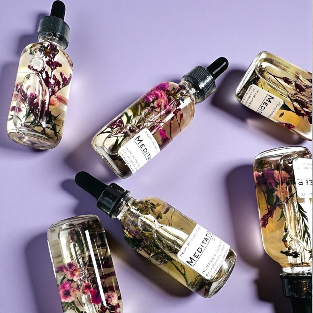 Meditation and sleep intentional dry body oil amethyst infused crystal body oil manifestation ritual body oil organic skincare body oil natural skincare oil clean beauty skincare healthier skincare alternative moisturizing body oil nourishing skin oil calming sleep ritual oil spiritual wellness self-care oil handmade organic skincare birthday gift self-care gift housewarming gift mothers day gift valentines gift christmas gift wedding gift hostess gift