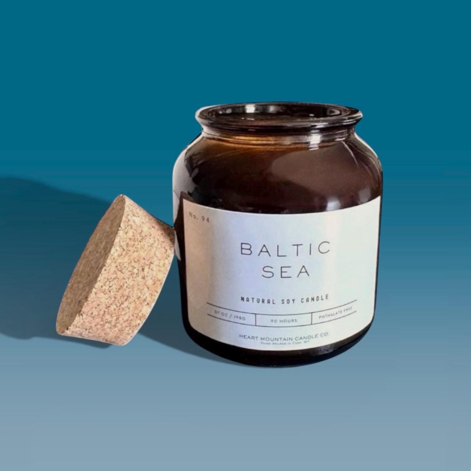 Amber jar soy candle with ocean-inspired sea salt petitgrain ozone top notes clean burning luxury candle 7 oz 90 hours for gift for her or him coastal home spa bedroom self-care soothing aroma for sensitive spaces