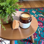 Amber jar soy candle with balsam fir pine and cedarwood top notes and evergreen base clean burning luxury candle for gift for her or him cozy winter living room decor soothing aromatic fragrance