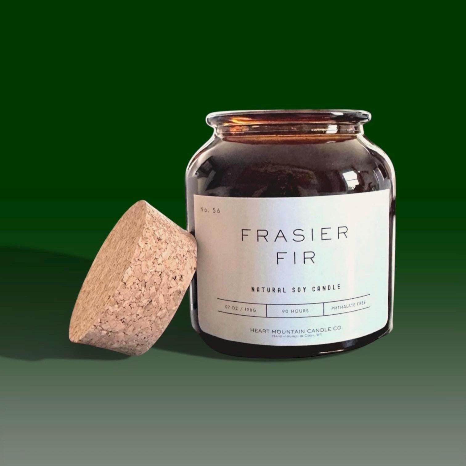 Amber jar soy candle with balsam fir and cedarwood top notes and pine base clean burning luxury candle for gift for her or him cozy winter cabin retreat home decor calming aromatic fragrance