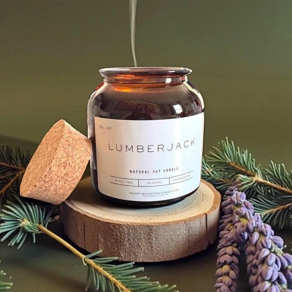 Luxury soy wax candle for relaxation calming home fragrance gift for men cedar oak mahogany lavender non toxic apothecary candle