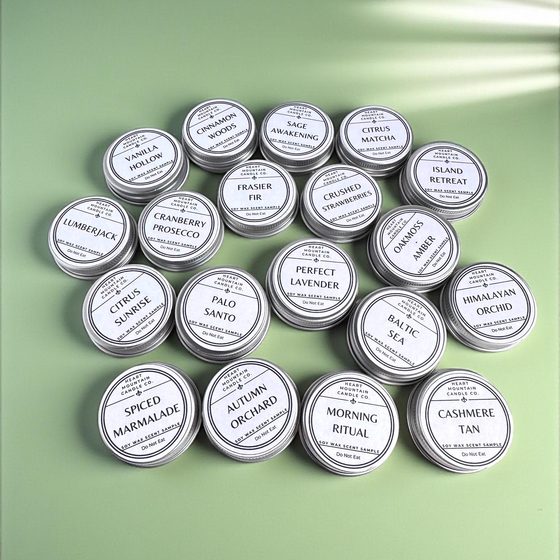 Luxury candle scent sampler set soy candle sample tins candle fragrance discovery kit handmade candle sampler pack clean burning non-toxic candle fragrance tester candle scent testing kit candle scent sampler gift candle scent selection set candle fragrance sampler for home fragrance lovers candle scent discovery pack candle scent tester set try before buying candle scents candle sample tins gift for candle lovers