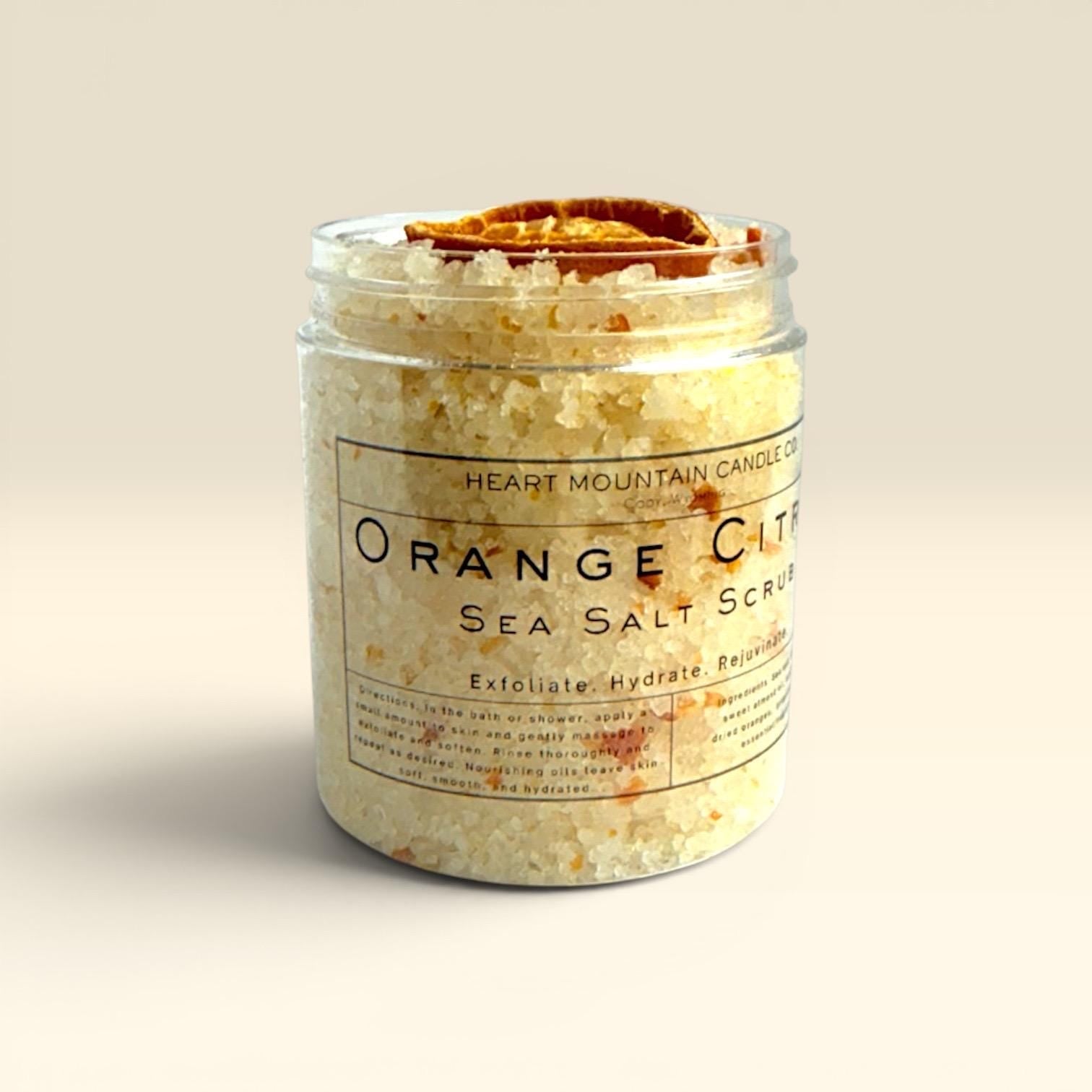 sea salt orange body scrub exfoliating skin smoothing body polish hydrating natural scrub self care gift spa body exfoliator glowing skin treatment nourishing sweet almond oil coconut oil sunflower oil citrus skincare bath body routine exfoliating body treatment smooth skin results spa gift for her relaxing self care routine glowing hydrated skin