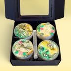 green witch candles tea lights herbal ritual candles spiritual cleansing candles self-care ritual candles grounding candles clean burning wax soft cozy glow calming atmosphere with selenite crystal and charm for meditation journaling relaxation daily rituals peaceful decor