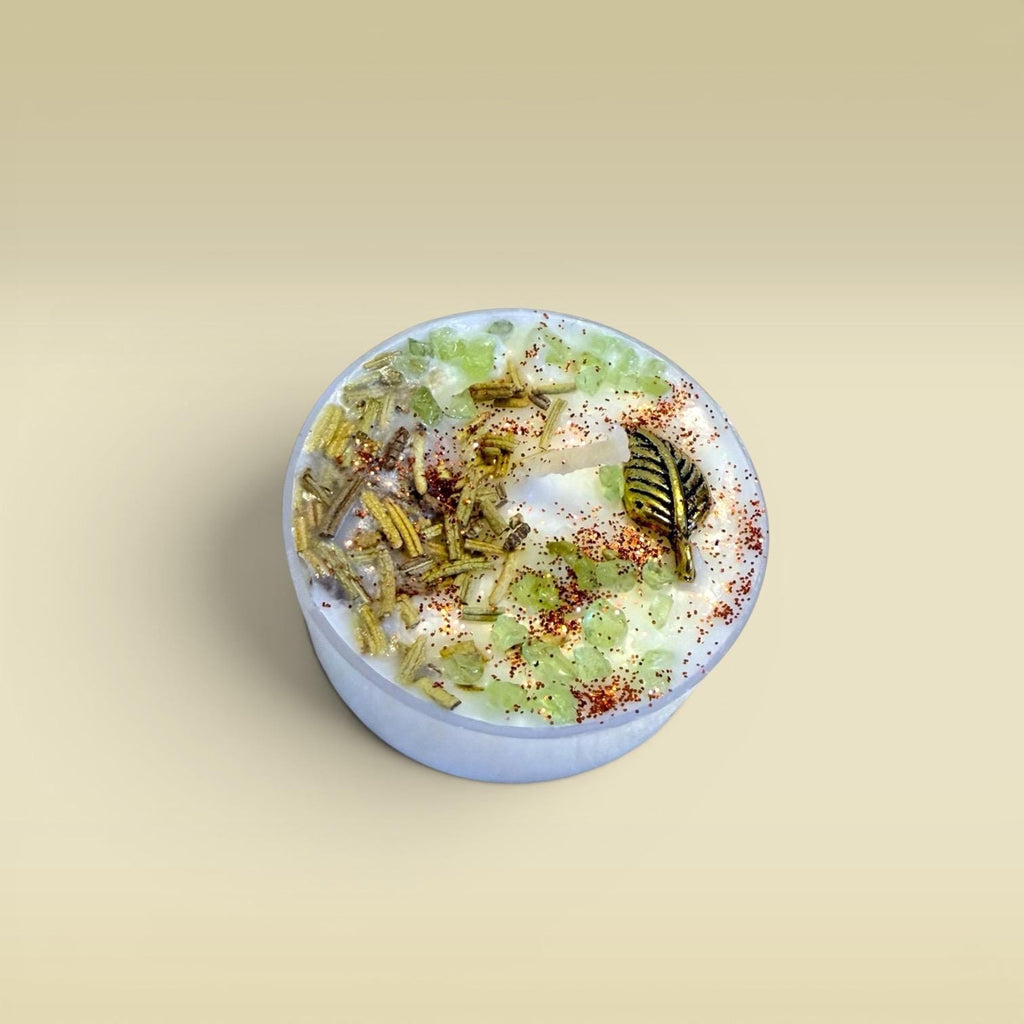 self care ritual candles tea lights spiritual cleansing candles energy cleansing candles grounding candles forest inspired aesthetic candle set calming glow clean burn peaceful environment meditation journaling relaxation spiritual home decor