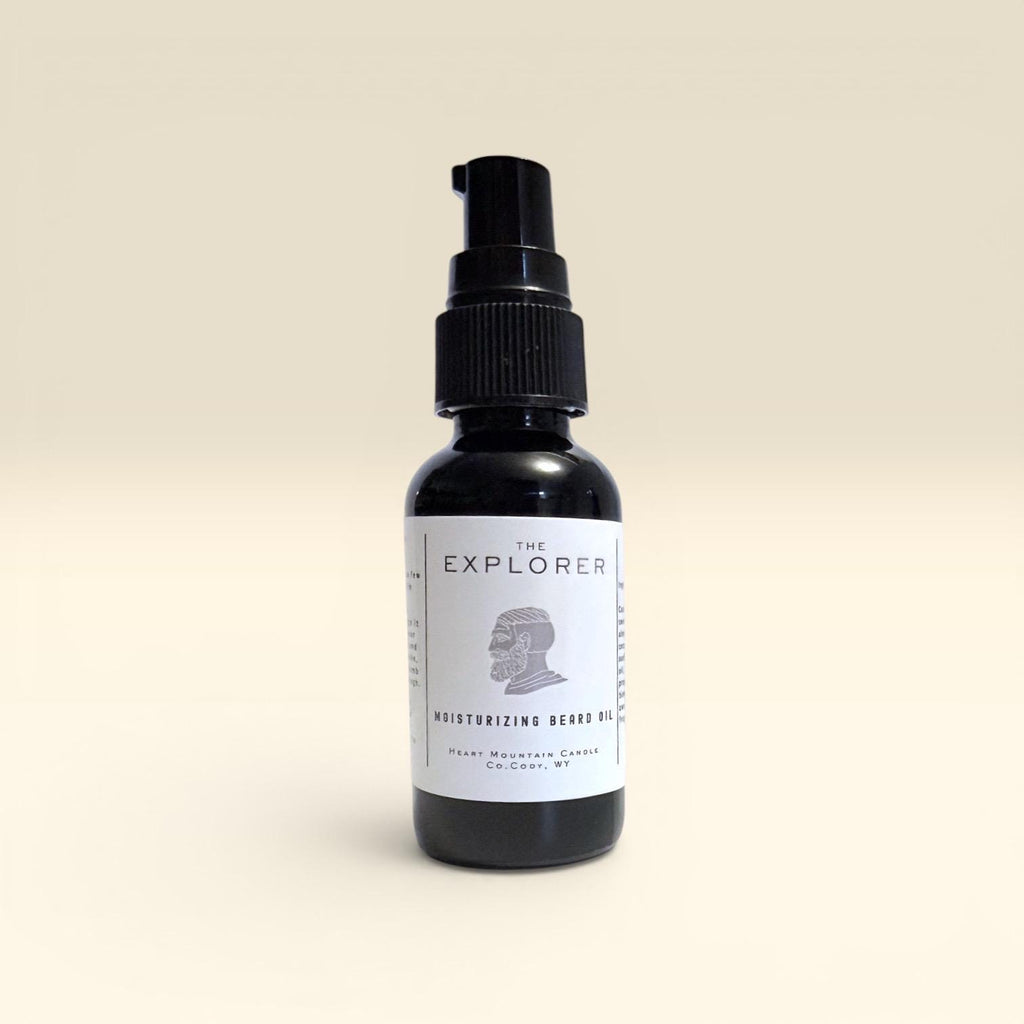 fresh masculine beard oil for men in luxury amber glass dropper bottle outdoors inspired scent with cedar woods green botanicals crisp air and subtle citrus lightweight conditioning beard and mustache oil helps reduce flaky skin dryness and beard itch while leaving beard soft smooth and healthy looking thoughtful gift for dad gift for husband gift for boyfriend Christmas gift stocking stuffer birthday gift mens gift anniversary gift rustic cabin lifestyle mens grooming essential