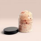 strawberry sea salt scrub exfoliating body scrub natural body polish hydrating salt scrub self care gift skin smoothing scrub spa body scrub glowing skin routine bath body product natural exfoliator coarse sea salt scrub nourishing body scrub sweet almond oil coconut oil sunflower oil body care strawberry skincare gift for her self care routine hydrating exfoliating scrub smooth skin body polish natural skincare gift idea spa gift women