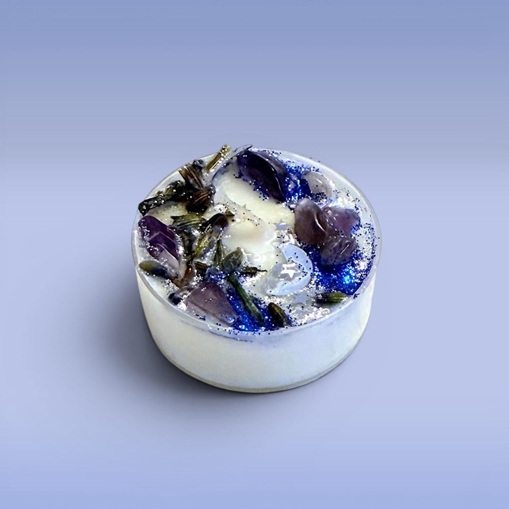 self care ritual candles tea lights moon ritual candles lunar ritual candles grounding candles moon phase aesthetic candle set calming glow clean burn peaceful environment meditation journaling relaxation with selenite crystal spiritual home decor