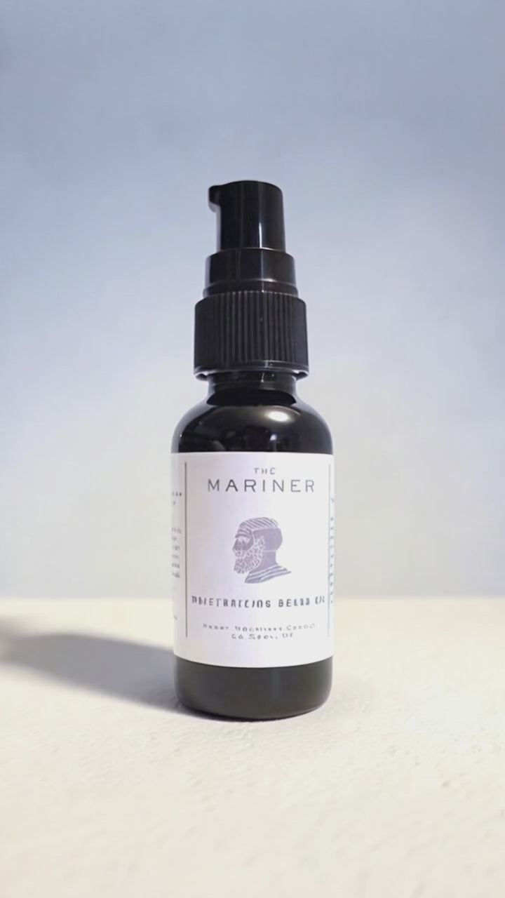 handcrafted beard oil for men with elevated tropical masculine aesthetic warm coastal scent featuring coconut citrus vanilla and soft beach inspired notes masculine beard conditioner oil helps soften rough beard hair reduce dryness and nourish skin beneath the beard luxury mens grooming gift for Christmas stocking stuffer Secret Santa gift white elephant gift Fathers Day gift birthday gift anniversary gift wedding gift groomsmen gift premium amber bottle beard and mustache oil